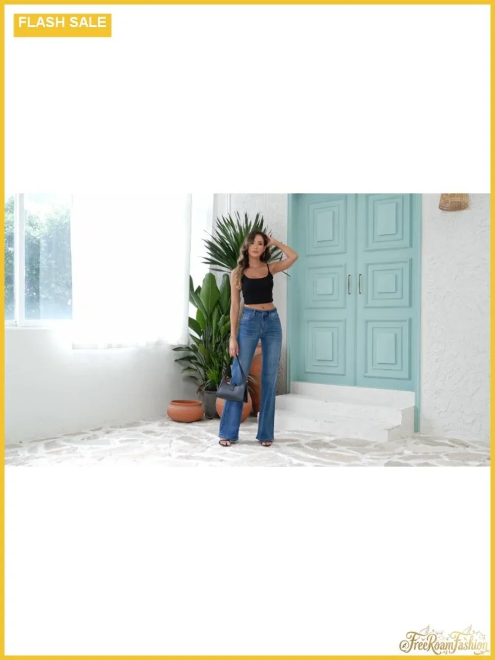 High Rise Wide Leg Flare Bell Bottom Stretch Denim Jeans